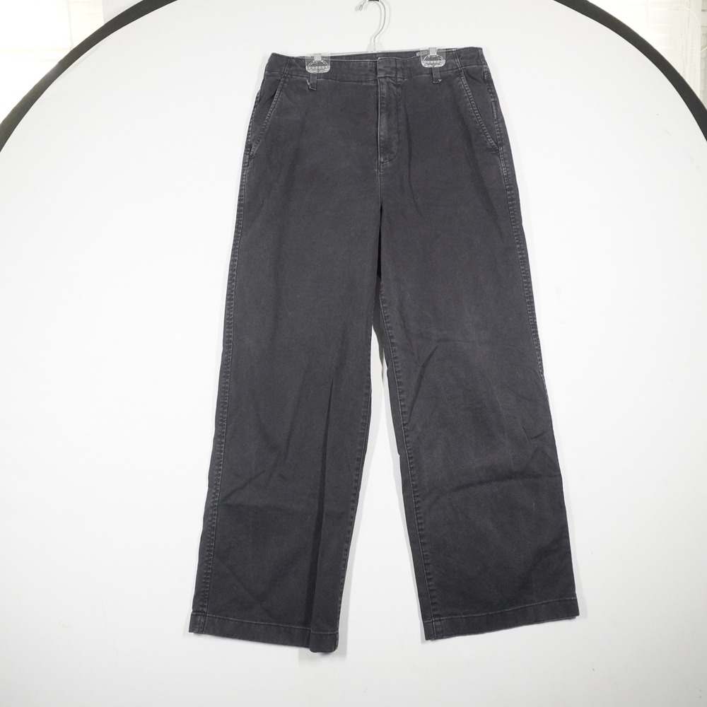Vtg Gap Wide Leg Crop Pants Women 8 Black High Rise Cotton Twill Utility Casual